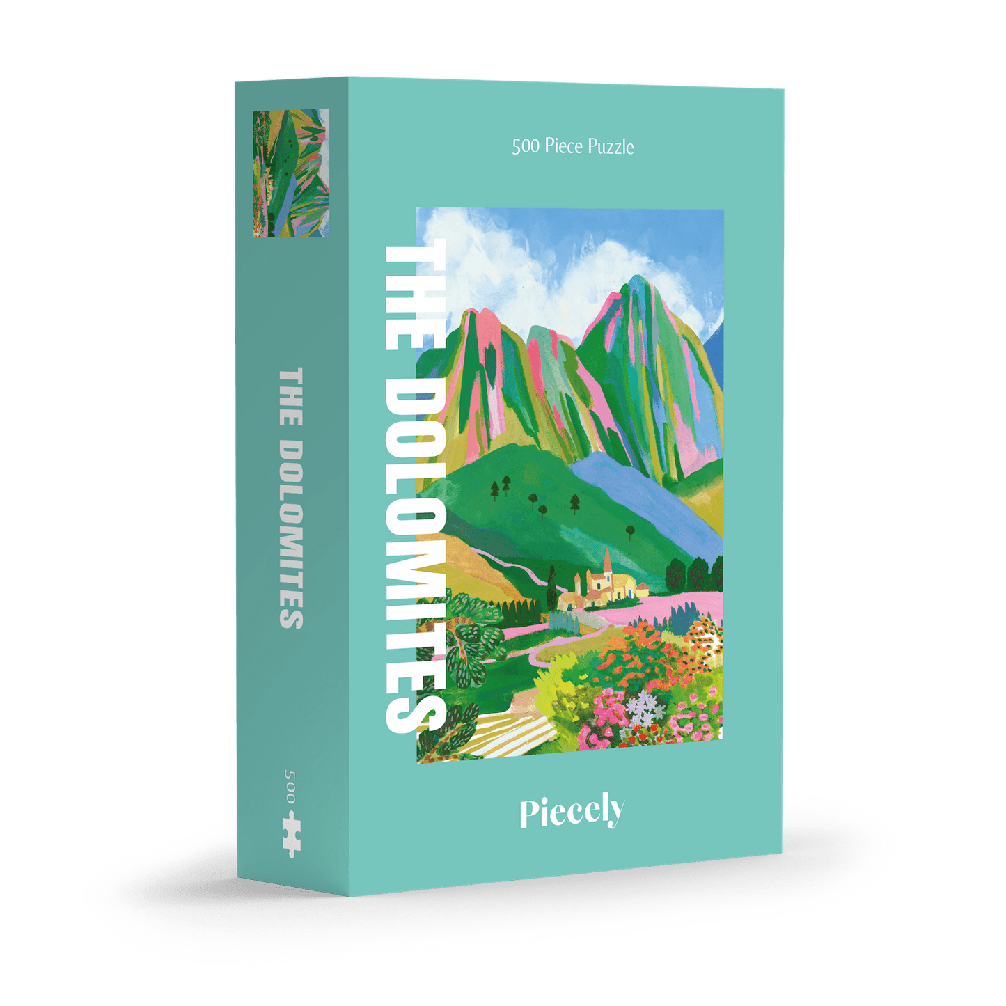 Außergewöhnliches 500-Teile-Puzzle für Erwachsene, das die Dolomiten in bunten Farben zeigt.