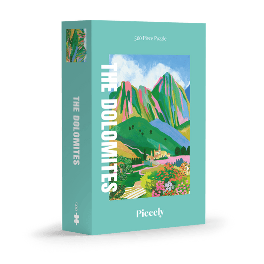 Außergewöhnliches 500-Teile-Puzzle für Erwachsene, das die Dolomiten in bunten Farben zeigt.