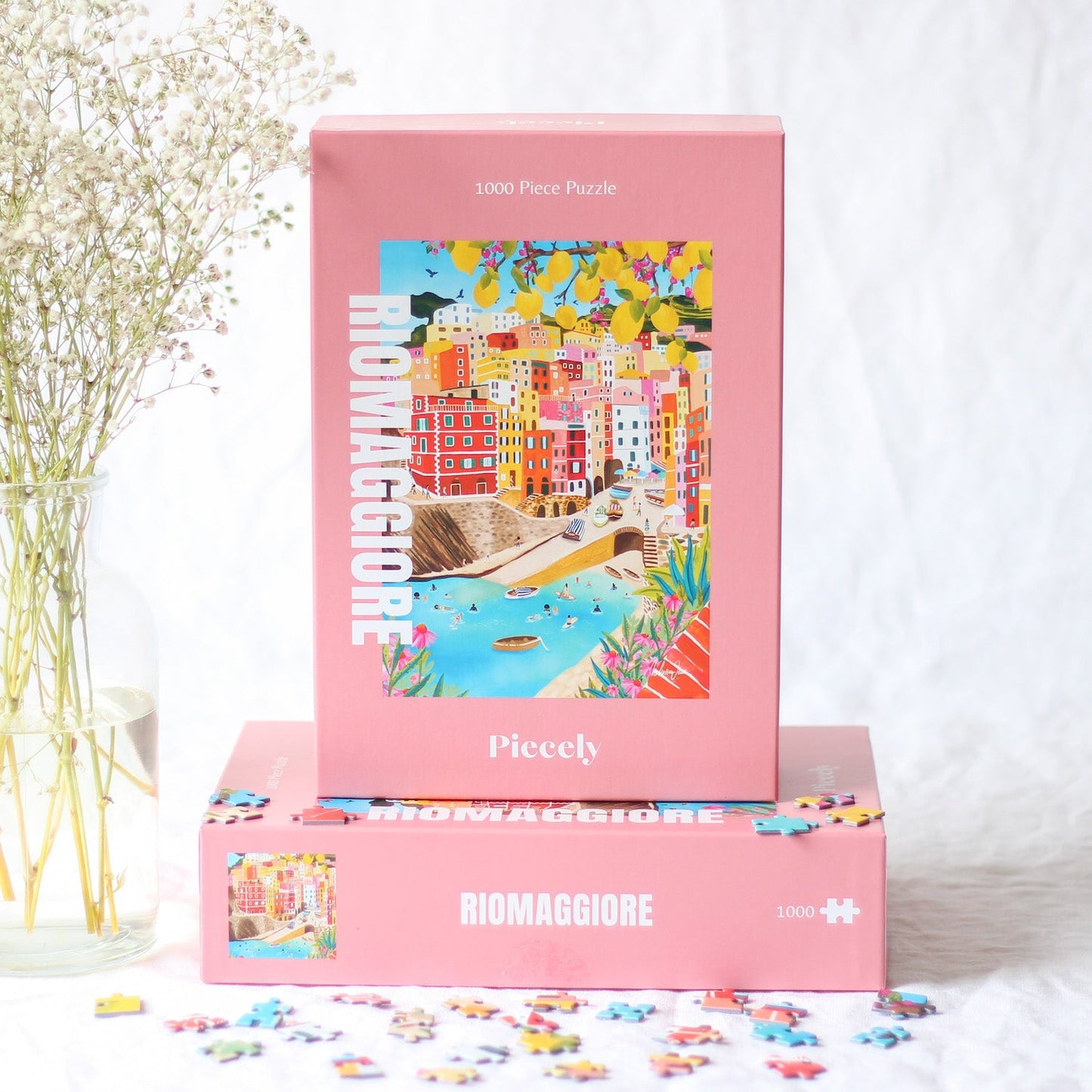 Außergewöhnliches Puzzle für Erwachsene mit 1000 Teilen, das Riomaggiore in Cinque Terre, Italien zeigt.