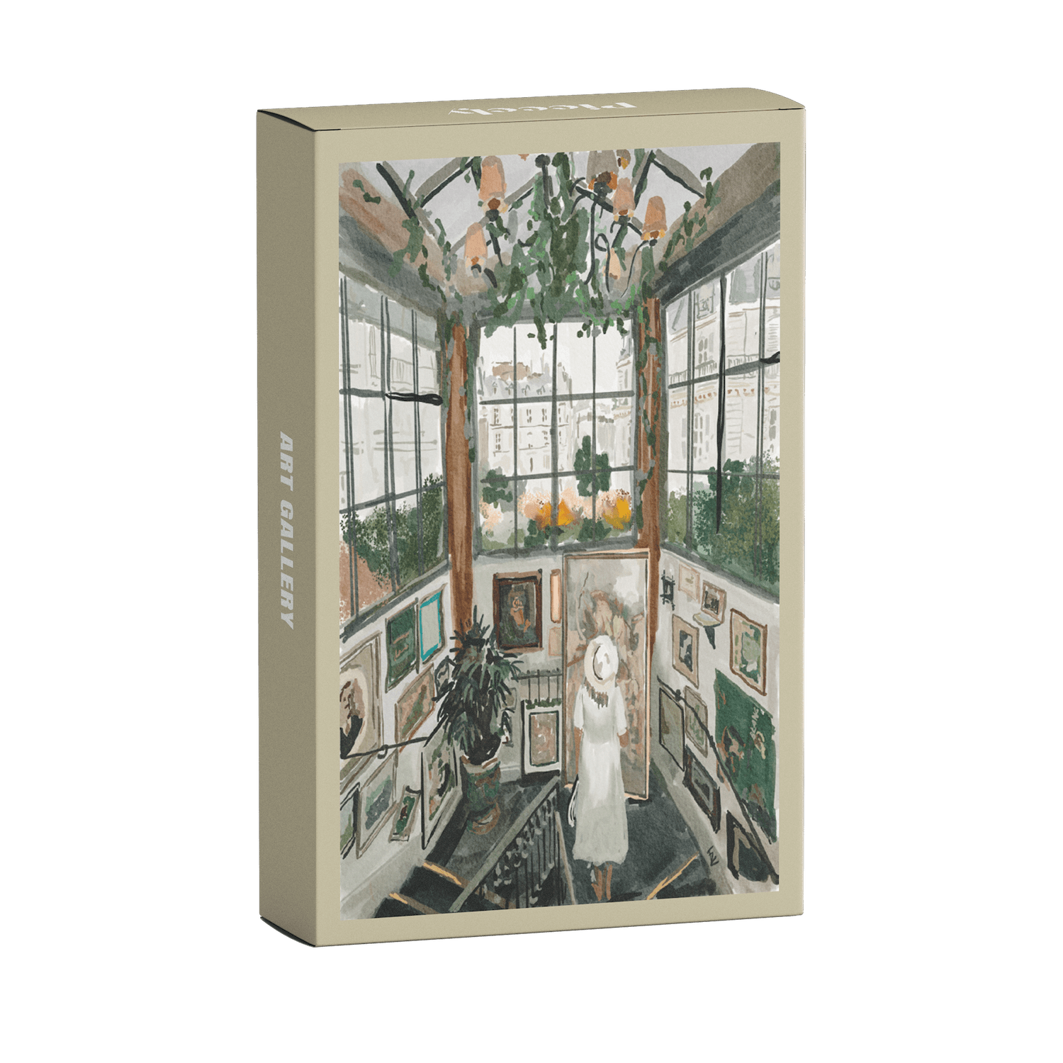 99-Teiliges Minipuzzle, das eine Frau zeigt, die die Bildergalerie des Big Mamma Restaurants in Paris betrachtet.