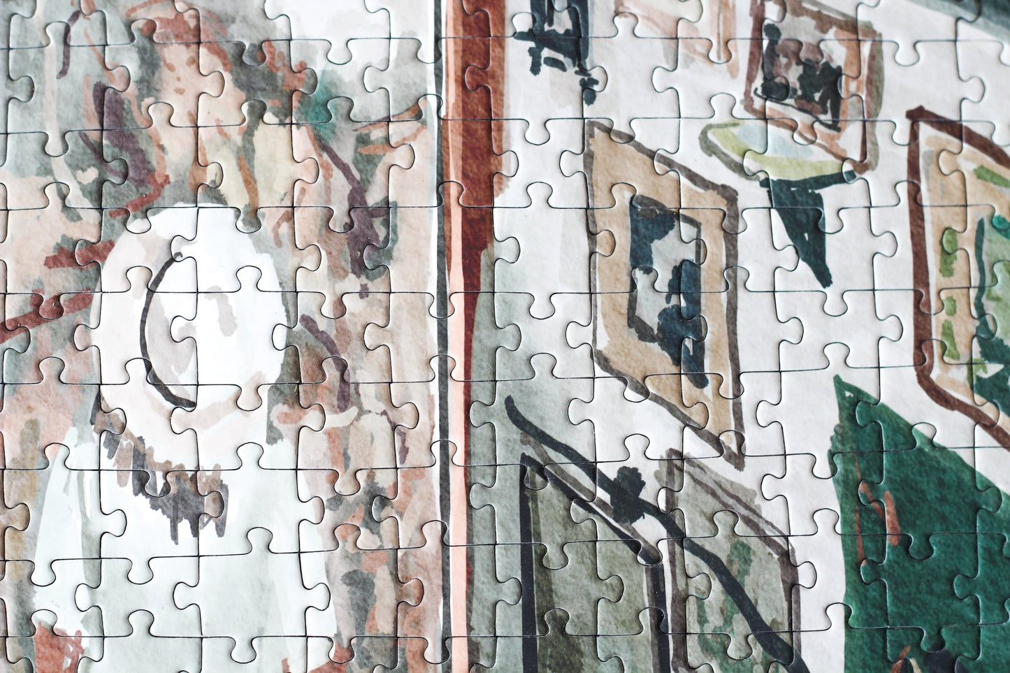 1000-Teiliges Puzzle, das eine Frau zeigt, die die Bildergalerie des Big Mamma Restaurants in Paris betrachtet.