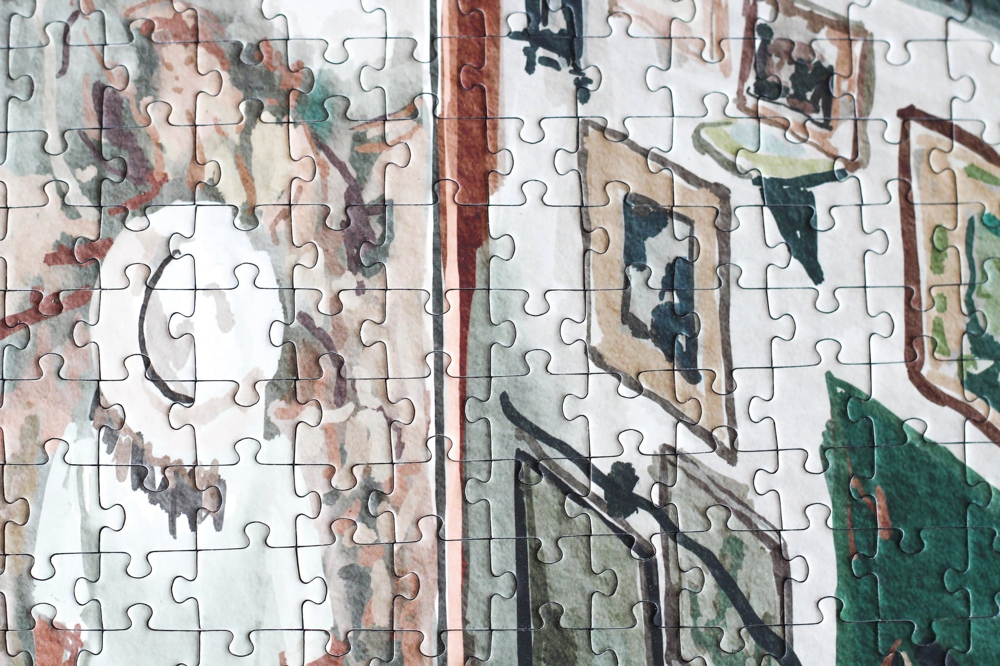 1000-Teiliges Puzzle, das eine Frau zeigt, die die Bildergalerie des Big Mamma Restaurants in Paris betrachtet.