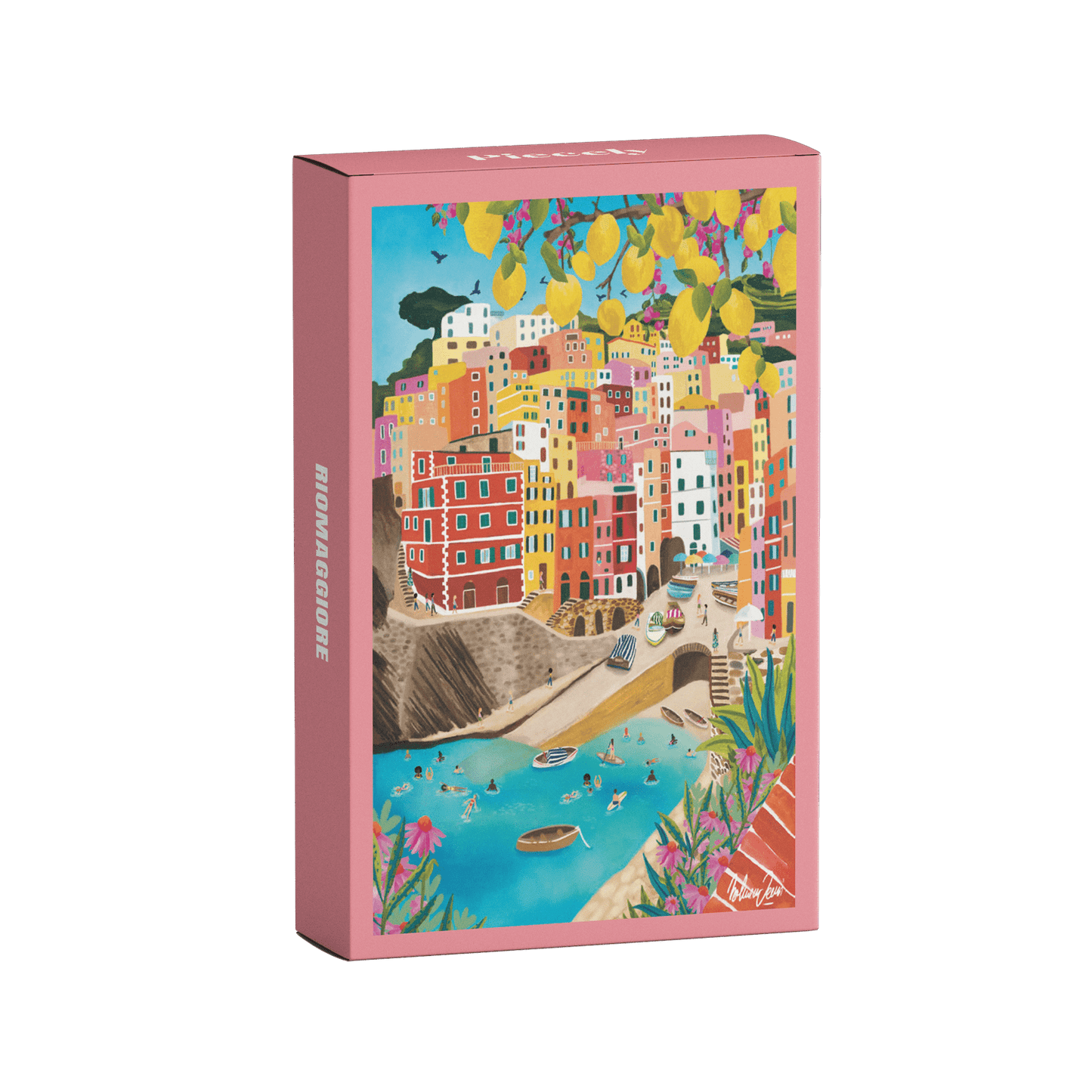 Außergewöhnliches Minipuzzle für Erwachsene mit 99 Teilen, das Riomaggiore in Cinque Terre, Italien zeigt.