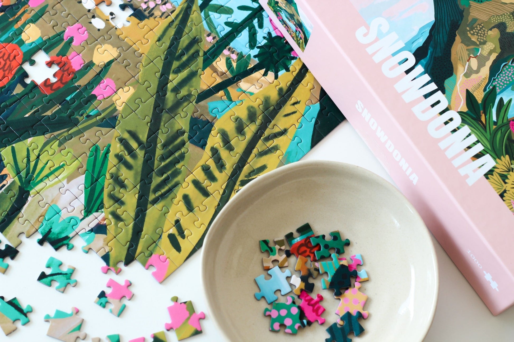 1000-teiliges plastikfreies Puzzle für Erwachsene, das den Mount Snowdon im Snowdonia Nationalpark zeigt.